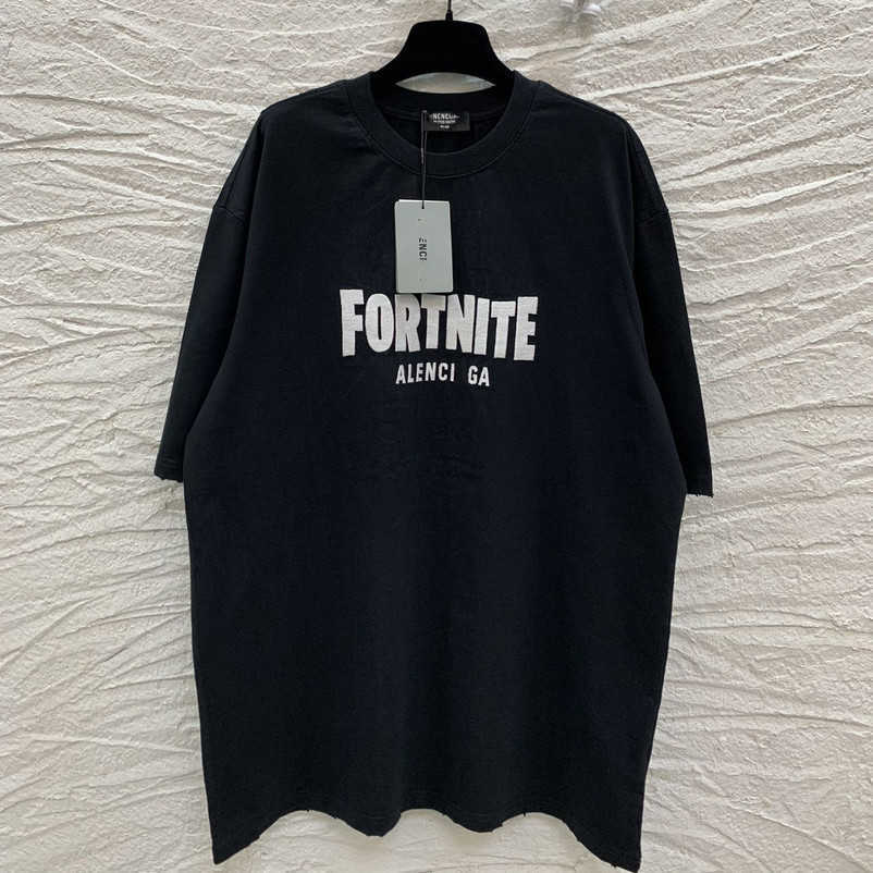 

2023 New designer womens t shirt high-end High Edition 2023 Summer Family Fortress Night Co branded Letter Embroidery Sleeve T-Shirt, Black
