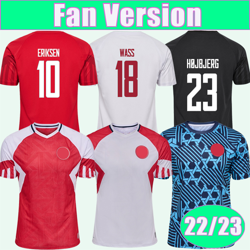 

22 23 ERIKSEN BRAITHWAITE Mens Soccer Jerseys National Team DELANEY CHRISTENSEN WASS STRYGER Home Red Away White 3rd Black Training Wear Football Shirts, Qm13280 2023 training wear no patch