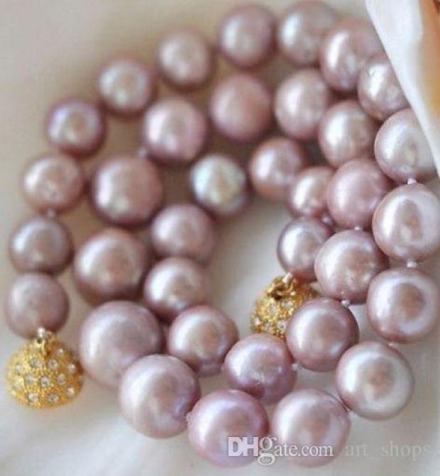 

89MM Genuine Natural Lavender akoya cultured pearl necklace GP Magnet Clasp5494308