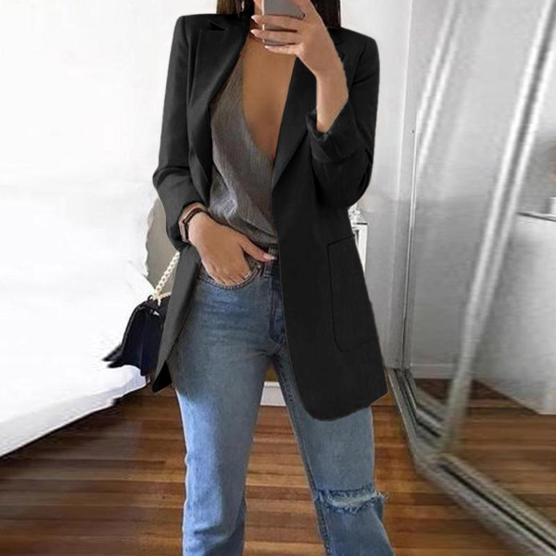 

Women' Vests Office Lady Blazer Casual Coats Lapel Long Sleeve Solid Color Cardigan Jackets Black Plus Size Lining Pocket Suits #T1G, Kh