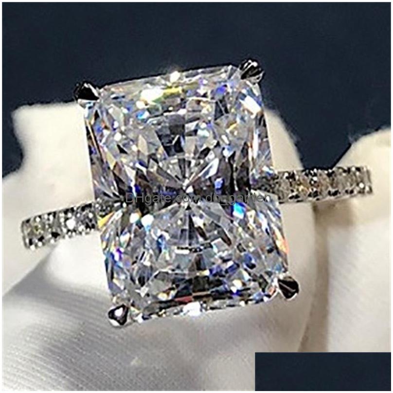 radiant cut 3ct lab diamond ring 925 sterling silver bijou engagement wedding band rings for women bridal party jewelry 885 q2