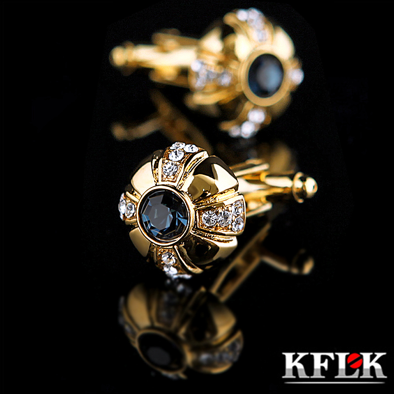 

Cuff Links KFLK Jewelry shirt Fashion cufflink for mens Brand Crystal link Male Luxury Wedding Button Gold High Quality guests 230410