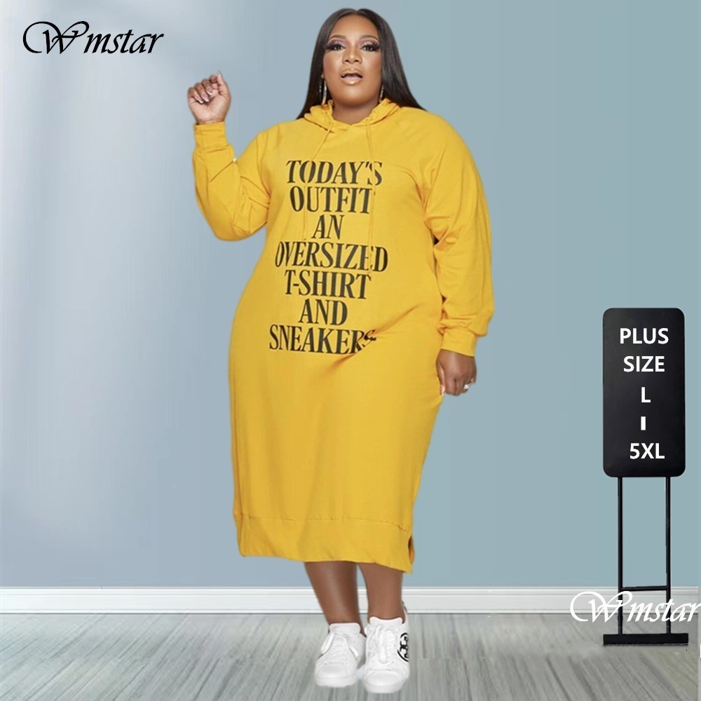 

Plus size Dresses Size  5xl Women Hoodies Letter Print Loose Casual Pockets Winter Clothes Maxi Wholesale Drop 230410, Black