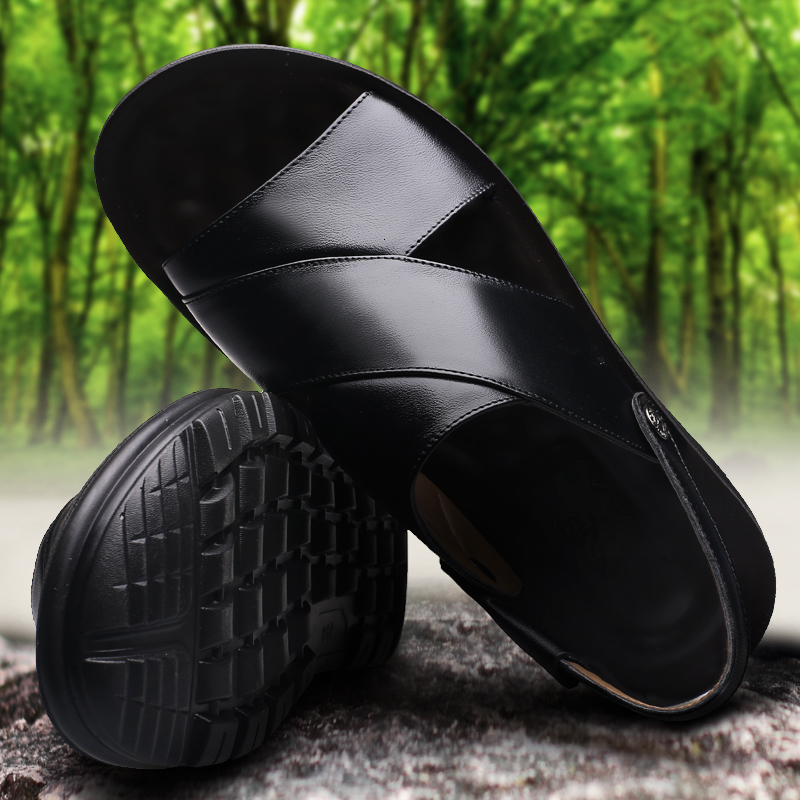 

Sandals 2023 summer dual purpose beach shoes black cow leather thick sole casual comfortable fashion versatile men s sandals 230410
