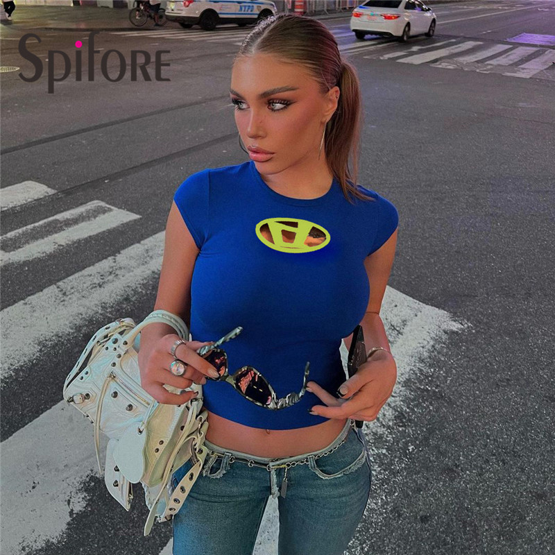

Womens TShirt Spimore Letter Embroidered Tshirt Summer Fashion Casual Street Clothing Crop Top Black ONeck Y2K Tube 230410, Pink