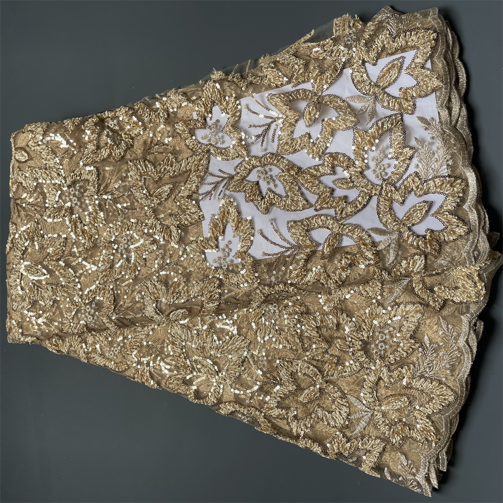 

Fabric Latest High Quality African Nigerian Pure Tulle Damask Lace Fabric Embroidery Party Dress Sequins Net Cloth 5yards 230410