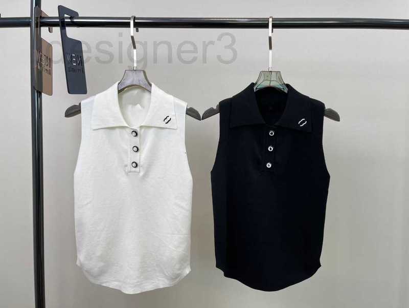 

Women' Tanks & Camis designer Cotton Polo Collar Tank Top chic 2023ss Spring/Summer Sweet Cool KZIK, Black4