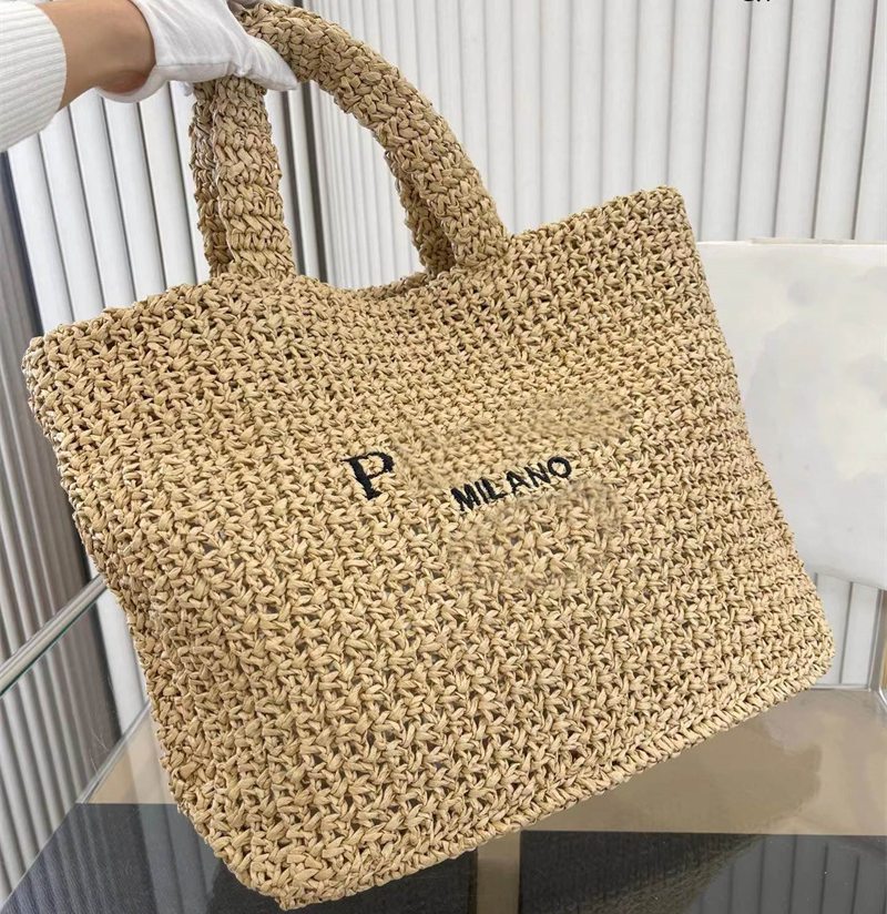 

Woman Straw Beach Bags designer bag crochet tote bag luxury handbag handbags purse Embroidered Letter Striped Totes TOP 2023, Khaki(pda l0g0)