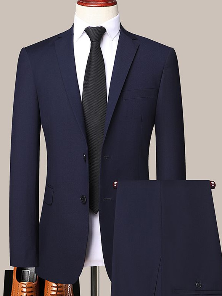 

Designer Mens High-quality Suit Business Professional Youth Office Worker Formal Dress Wedding Banquet Gentleman Suit Dress Two, Navy blue