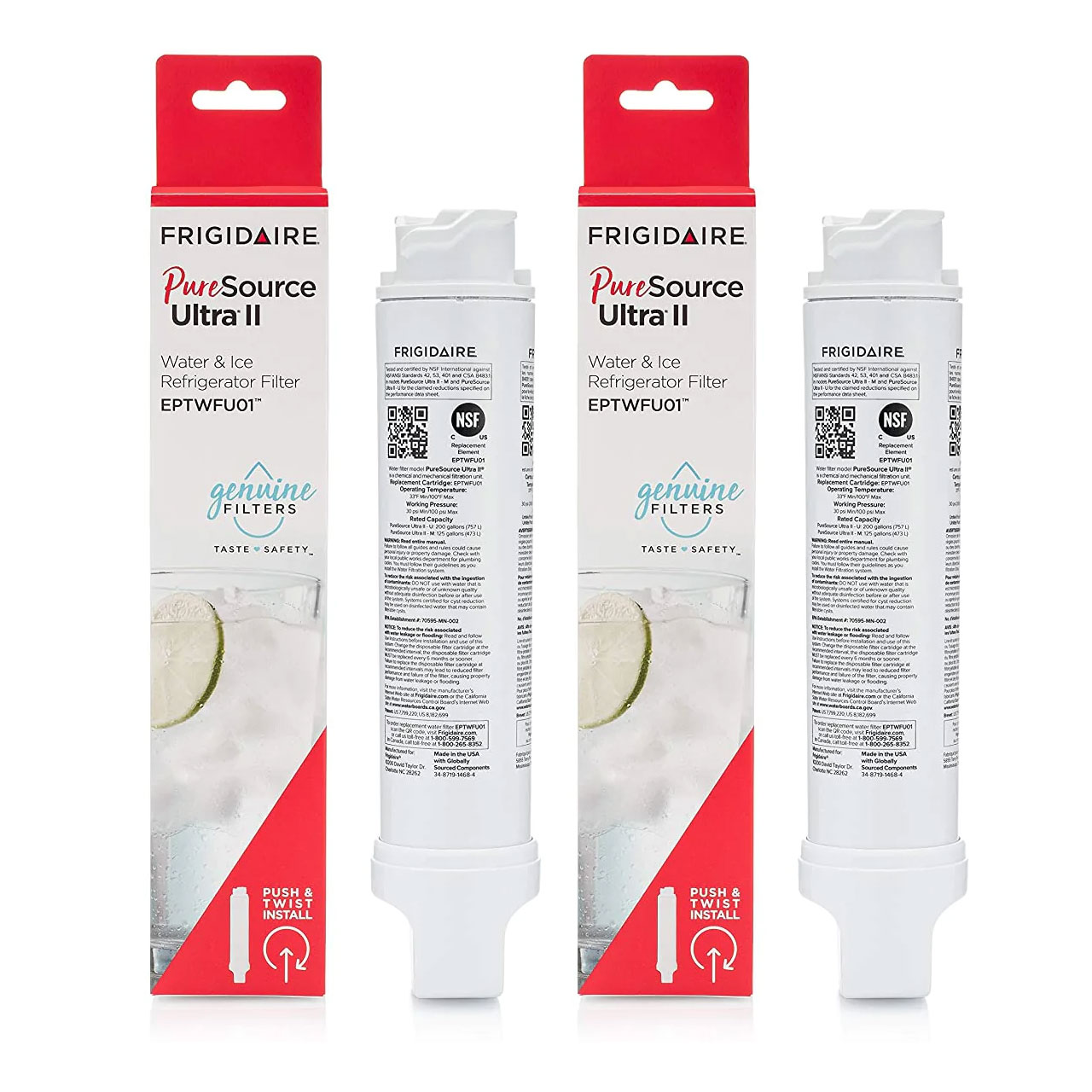 

Frigidaire EPTWFU01 PureSource Ultra II Refrigerator Water Filter(2-Pack)