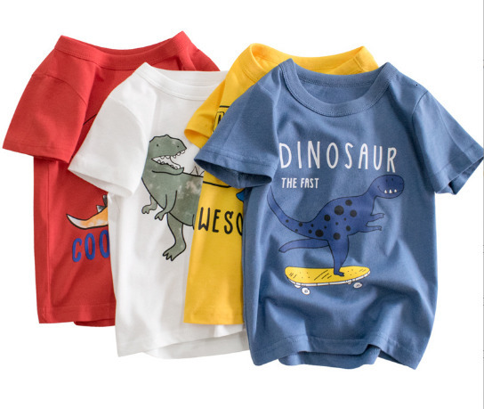 

T-shirts Dinosaur T-shirts for boys and girls fashionable cotton tops cool clothes for children aged 1-10 Style Summer Short Sleeve 230410, Color 1