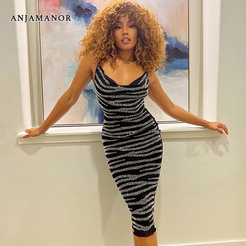 

Casual Dresses ANJAMANOR Halter Bodycon Midi Dress 2023 In Going Out Party Sexy Night Club Outfits Black D70 EC31 220410