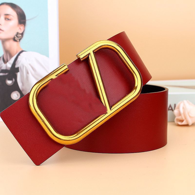 

Brown v belts for women designer leather belts calfskin plated gold letter smooth buckle ceinture homme formal fashion elegant women belts comfortable YD021 B23, 7.0cm