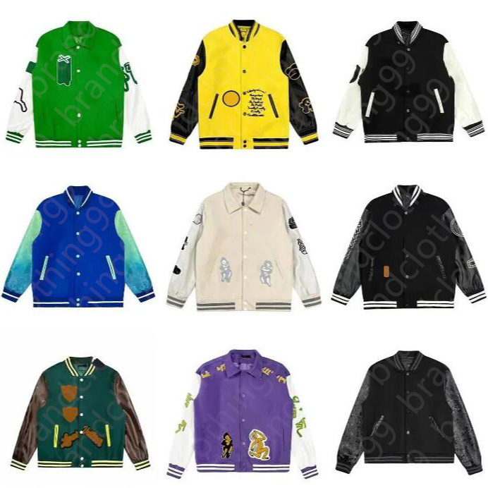 

Men's Jackets Baseball Brand V Letter Animal Vintage Bomber Coats Letter Embroidery Autumn Men Hip Hop Loose Jackets