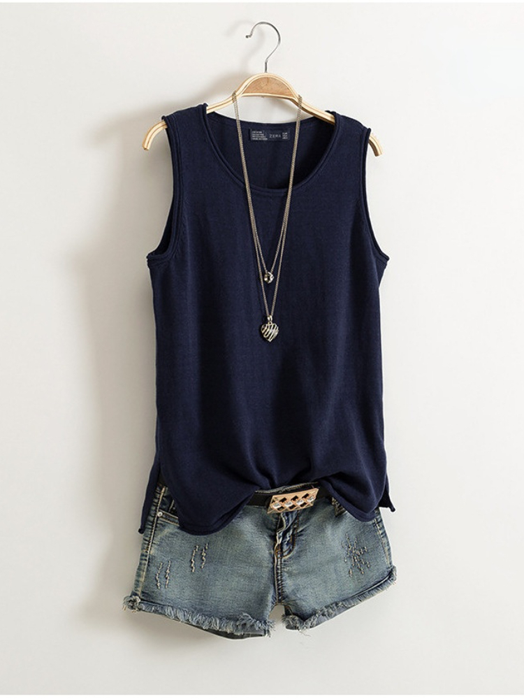 

Camisoles Tanks Cotton and Linen Camisole Women s 2023 Summer I shaped Sleeveless Knitted Bottoming Shirt Short Outer Wear Loose Top Solid 230410, Light blue