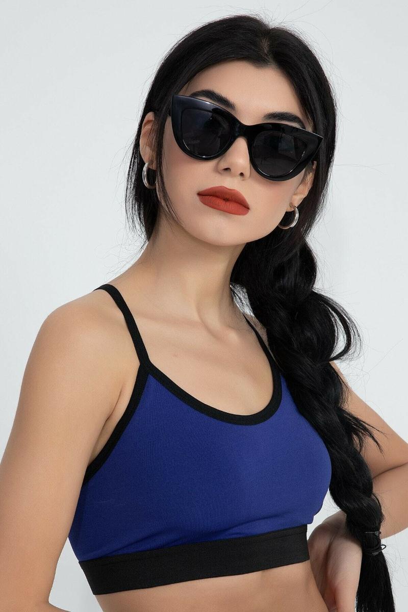 

Bras Sports Bra Navy Blue Thin Cross Rope Strap Women's Underwear Bralette Seamless Gathering Feature Wrap-around Elastic