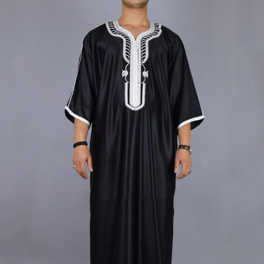 

Ethnic Clothing Muslim Fashion Men Jubba Thobes Arabic Pakistan Dubai Kaftan Abaya Robes Islamic Saudi Arabia Black Long Blouse Dress 230410