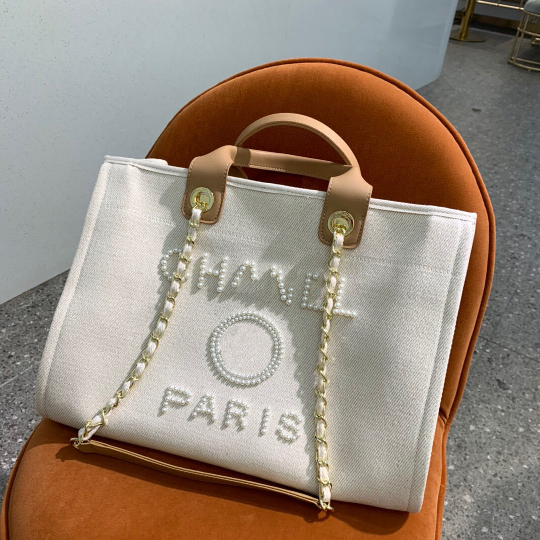 

Designer Fashion Classic Evening Bags Luxury Ch Handbag Pearl Brand Label Backpack Womens Beach Handbags Purse Women Canvas Hand Bag Ladies 47i6