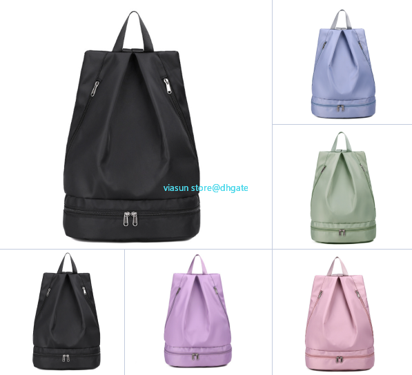 

2023 Lu Yoga Bag Summer New Black Dry Wet Separation Waterproof Backpack Casual Fashion Swimming Bag Lulus Men's and Women's Backpack