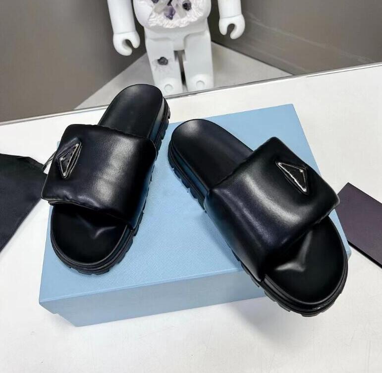 

Fashion Luxury Designer summer sandals men's Beach indoor flat slippers leather fashion classic shoes women's outdoor slippers, Black