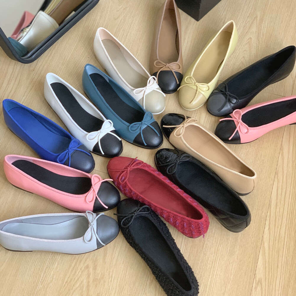 Designers Bow Sandal Women Ballet Shoes Fashion Flat Boat Shoe Leather Bottoms Lazy Dance Shoes Casual Loafers Party EU42 With Box NO489-image-920170662