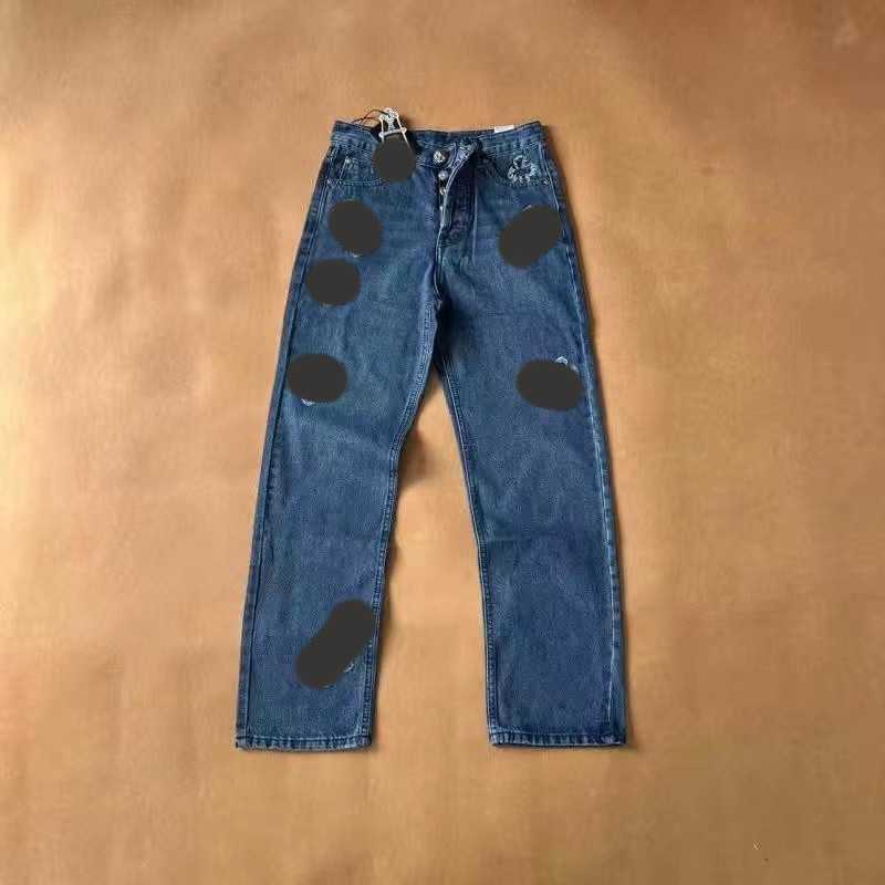 

Designer Clothing Mens Jeans Denim Pants Chromes Cross Men's Women's Jeans Pant 2023 Fashion Brand Ch Washed Leather Straight Trousers for Men Women Couples hearts new, Light blue white logo