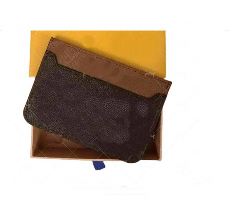 

Men Designers Card ID Holders Wallet Fashion Ultra Slim Luxurys Women's Classic Casual Credit Wallets Pu Leather Packet Bag with box To p Quality, Brown flower
