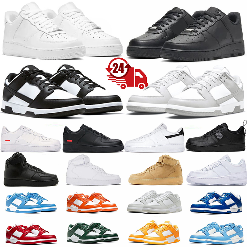 Hommes 1 AF1 Chaussures de course One pour hommes Femmes Baskets à plateforme Classique Blanc Noir Panda Gris Brouillard UNC Université Rouge Bas