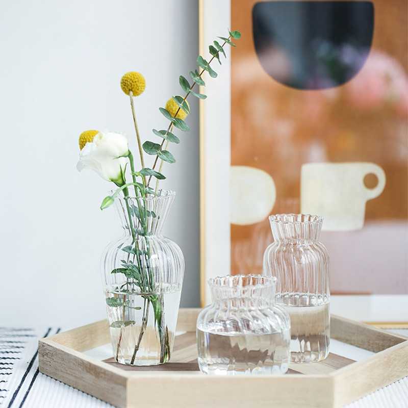 Vases Transparent Glass Flower Vase Flower Bottle Hydroponic Vase Tabletop Ornaments Flower Container Plants Holder Living Room Decor P230411-image-857800198