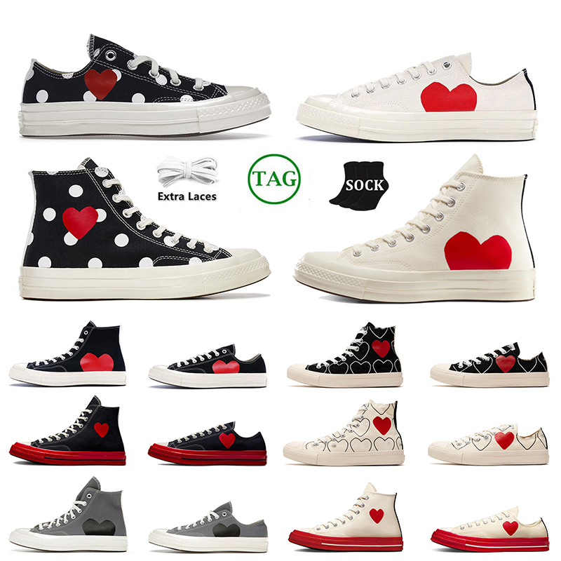 

Luxury Designer Canvas 1970s Shoes fashion style comme des garcons convers 1970s chuck taylors all star Play Black White Grey Red Midsole Classic Tennis Sneakers