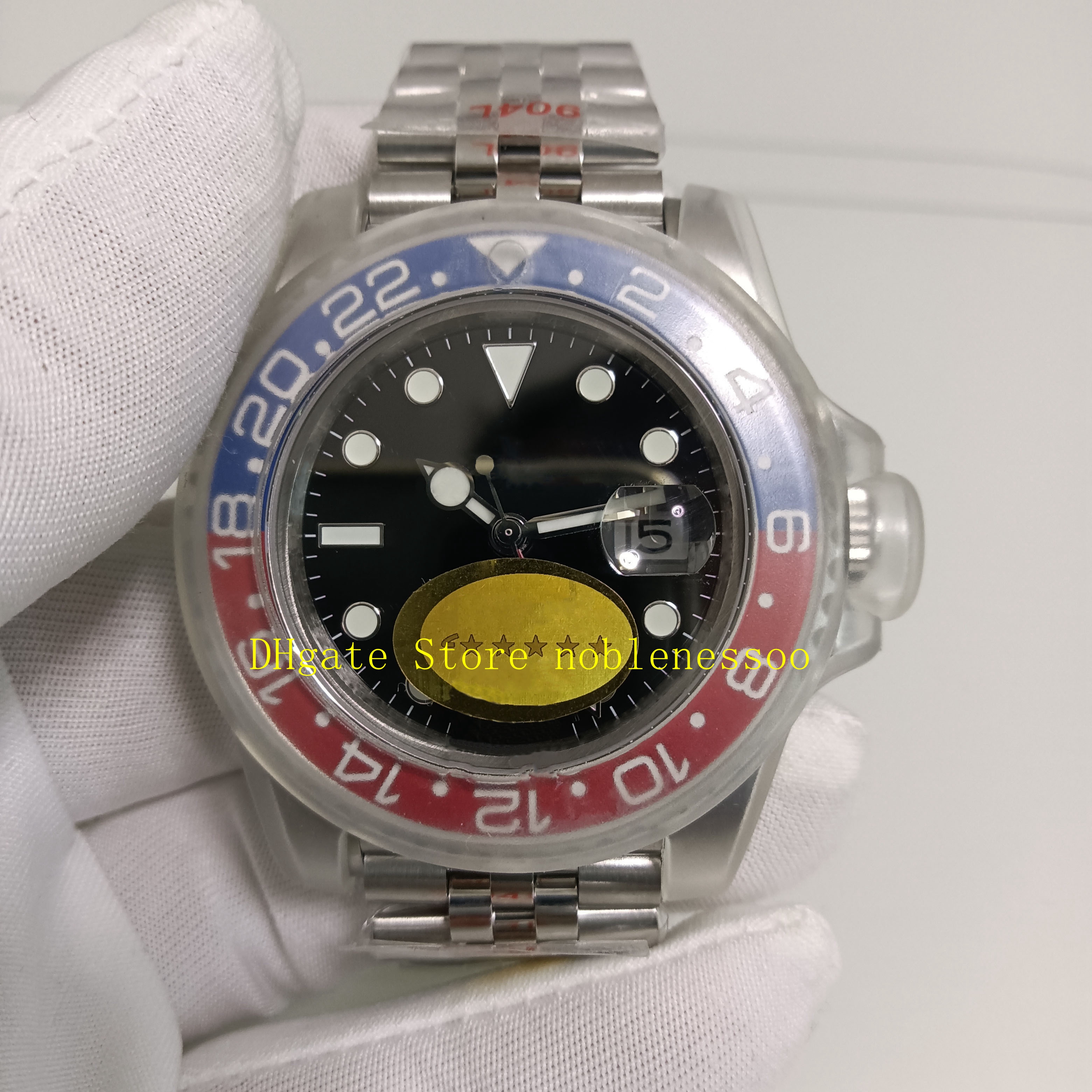 

7 Style Real Photo 904L Steel Automatic Watches Men Black Blue Bracelet Folding Clasp Ceramic Bezel 40mm Sport Cal.3186 Movement V12 Wristwatches Watch, 01