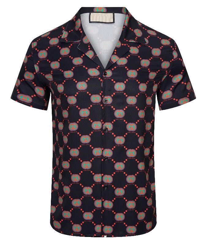 

classical print Men's Casual Shirts short sleeve man designer shirt