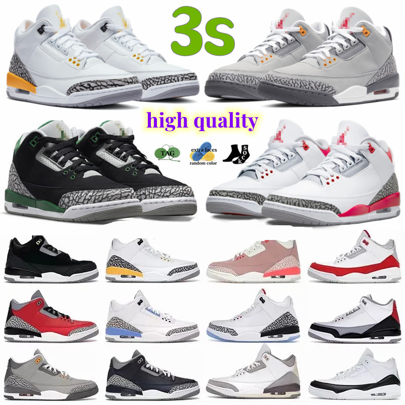 

Jumpman 3 Mens Basketball Shoes Jorden 3s Sneakers Cardinal Red Pine Green Racer Blue Cool Grey Court Purple Laser Orange Outdoor Men Sports Trainers with shoebox, 19