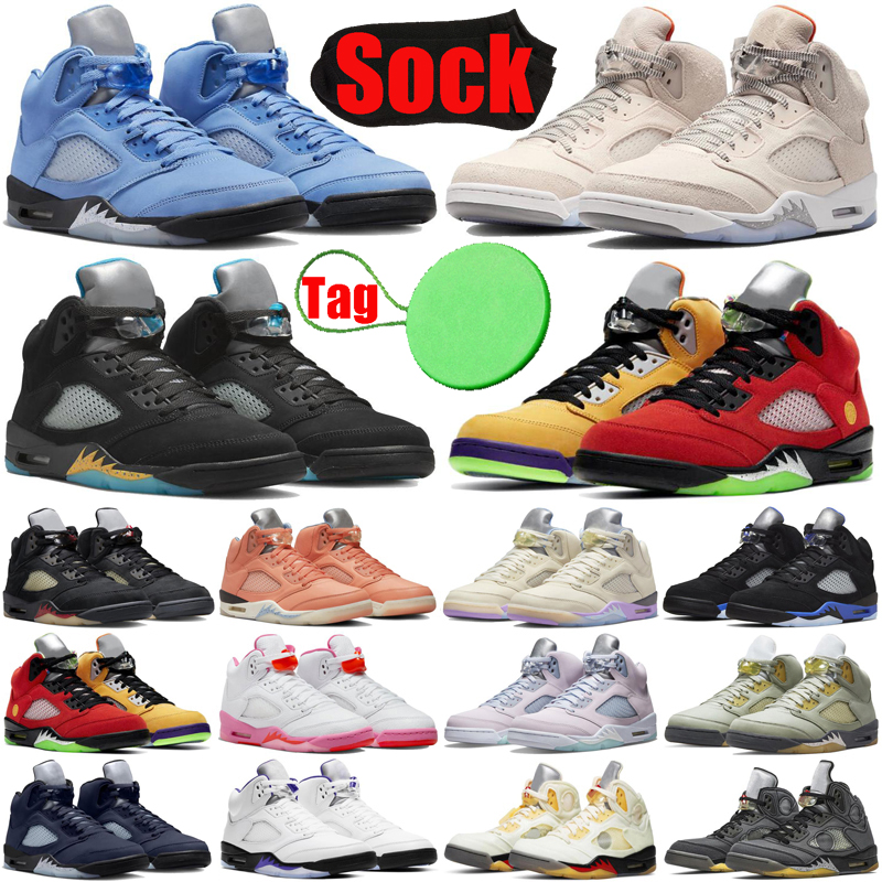 

UNC 5 5s mens basketball shoes Aqua Off Noir Sail Light Orewood Brown Racer Blue Raging Bull Georgetown A Ma Maniere men trainers sneakers, #1 unc