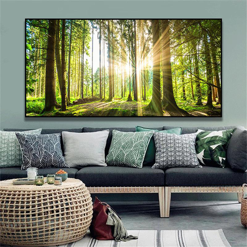 

Sunrise Forest Modern Natural Landscape Canvas Painting Posters and Prints Wall Art Pictures for Living Room Home Decor Cuadros