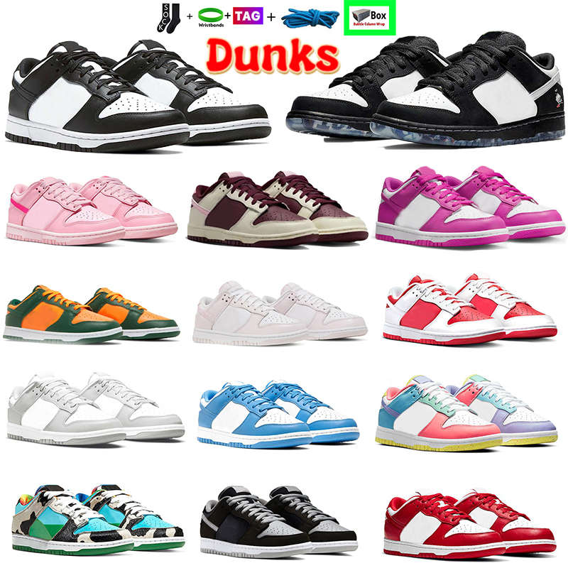 

With Box Mens Dunks Low Running Shoes Sneakers White Black Panda Pigeon Valentines Day Triple Pink Phonton Dust Grey Fog UNC GS Pink Foam Miami Sb Women Retros Sneaker, 24-university red