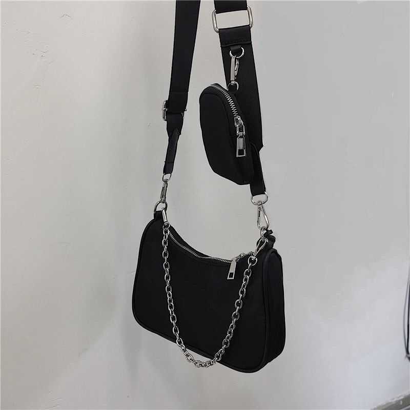

Designer bag 2023 internet celebrity Yang same nylon three in one bag hobo underarm bag chain strap crossbody portable bag for women, Sky blue