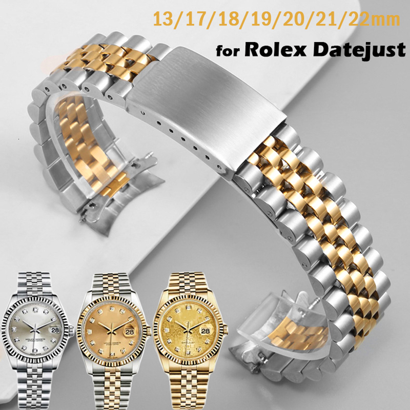 

Watch Bands Stainless Steel Curved Bracelets for Rolex DATEJUST Strap Luxury Watchband Men and Woman Jubilee Bracelet 13171819202122mm 230411