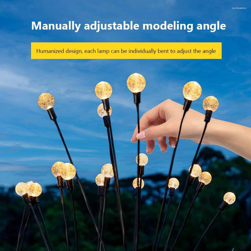 

2/4pcs Ground Plug Lights IP65 Waterproof Solar Crystal Ball Firefly Light Auto On/Off 600mAh Lighting Ornament For Garden Yard