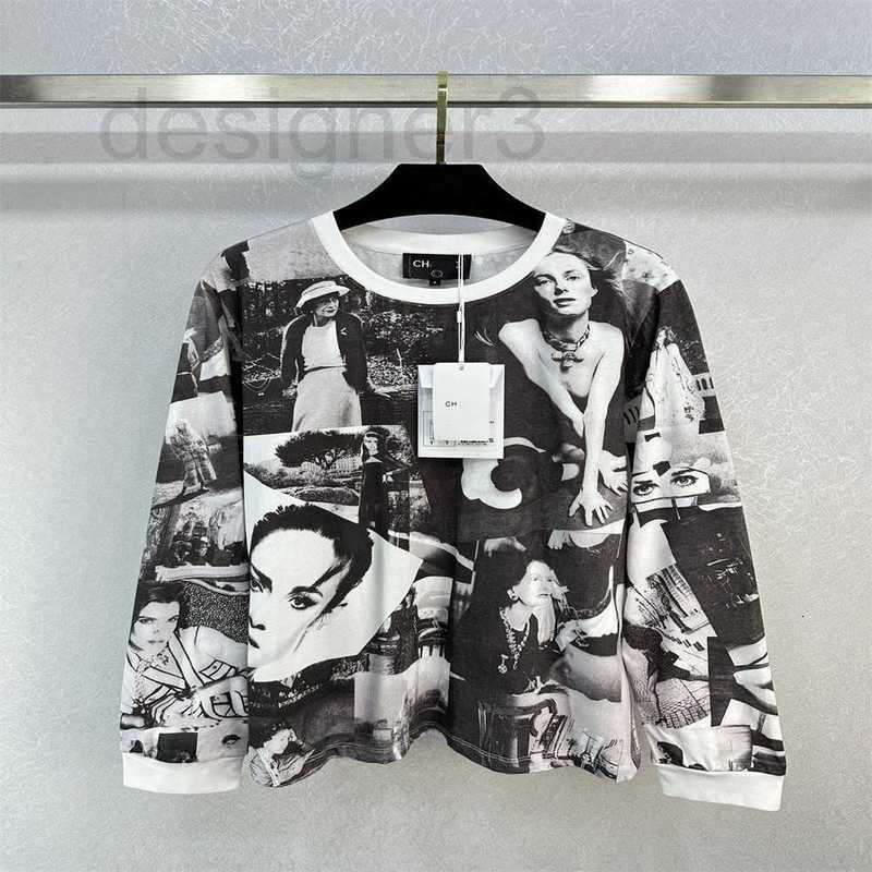 

Women's T-Shirt Designer 23SS top female T-shirt T-neck printing fashion long-sleeved brand women high-end jacquard cardigan knitted sweater coat A2 ND7C, Multi