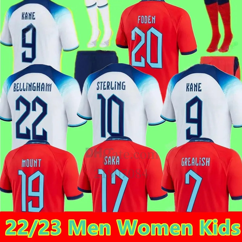 

2022 Angleterre KANE SAKA soccer jerseys BELLINGHAM FODEN STERLING RASHFORD MOUNT SANCHO EnglandS 22 23 national football shirts Men Women Kids child kit uniforms, Home adult