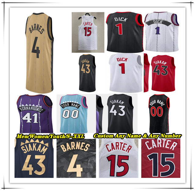 Maillot de basket-ball de basket-ball de Dick Toronto pressé chaud Pascal Siakam Gary Trent Jr O.G.Anunoby Scottie Barnes Dennis Schroder Jakob P