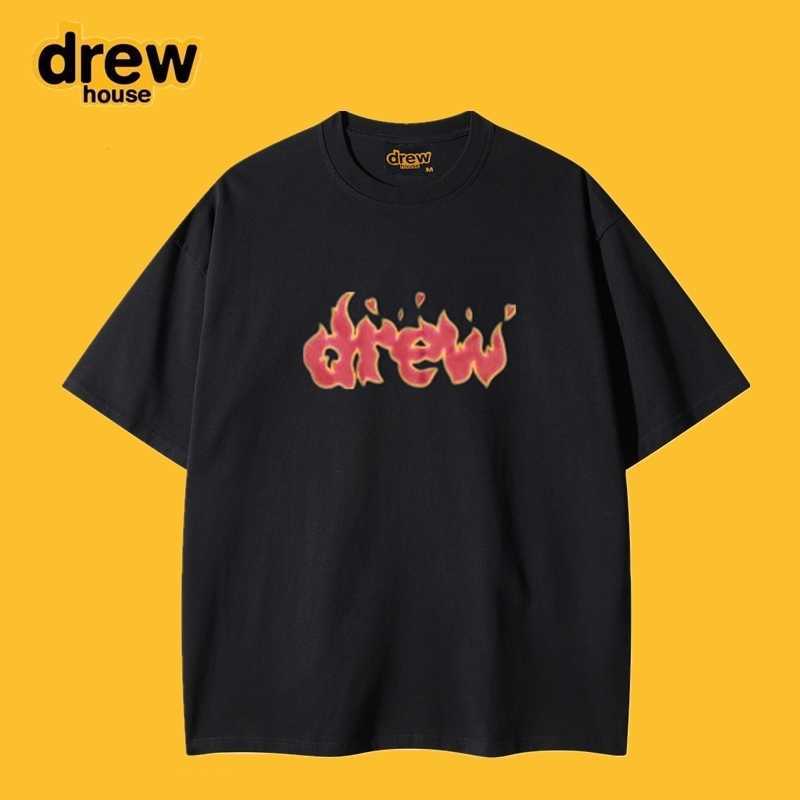 

DrewHouse Smiling Face Flame Letter Short Sleeve Summer American High Street Fashion Brand Loose Casual Couple T-shirt for Men and Women Tees Men's T-Shirts, Black5