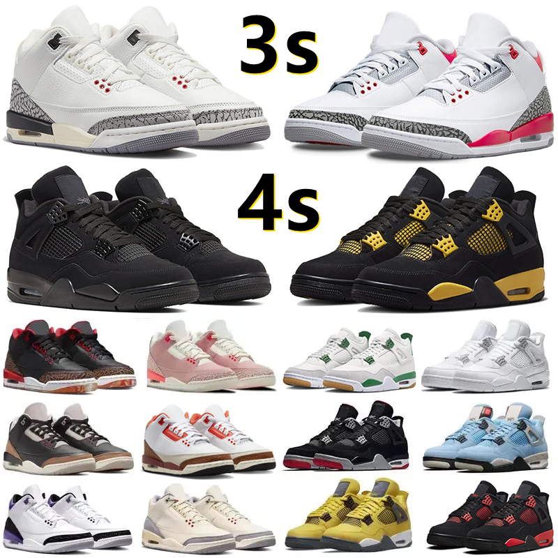 

Jumpman 3 4 Men Women BasketBall Shoes 3s Fire Red White Cement Reimagined Mars Stone Court Purple 4s Black Cat Pine Green Thunder Red Thunder Trainers Sports Sneakers, Color#46