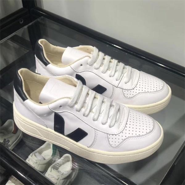 

Vintage Men Shoes V-10 Calfskin Trainers Veja Esplar Extra Sneakers Top Quality Women Leather Shoes Mesh Lace-up White Casual s Jos, Color 3