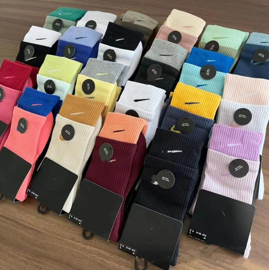 Bas de Sport chaussettes de luxe Double couche couleur couture pur coton pour hommes femmes chaussettes taille EU34-46 17 sélection de couleurs