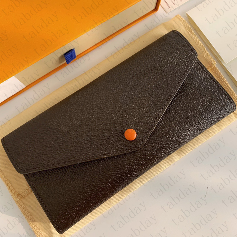 

2023 Hot selling men wallets Purse Wallet Zipper Bag Women Wallets Leather Card Holder Pocket Long Women Tote Bags Coin Purses with Box, Old flower orange