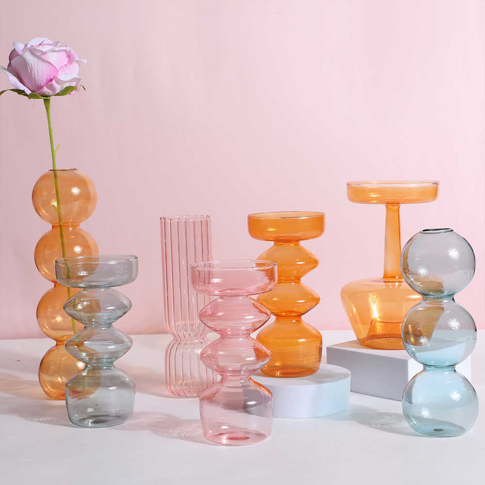 Vases INS Crystal ball bubble Glass Vase Flower arrangement hydroponics ball glass art flower ware Home Decor Tabletop Glass Vase P230411-image-857808803