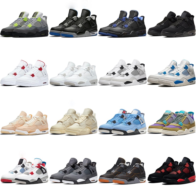 

Jumpman 4 4s Basketball Shoes Designer Men Women OG UNC Black White Blue Oreo Pink Silver Yellow Red Brown Green Bronze Multi Color Mountaineering Casual Sneakers, Shoes lace