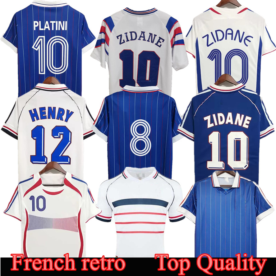 

1998 french Retro Soccer jerseys 1982 84 86 88 90 96 98 00 02 04 06 ZIDANE HENRY MAILLOT DE FOOT REZEGUET Football shirt french club Classic Vintage Jersey Sweatshirt, Faguo 1998 away